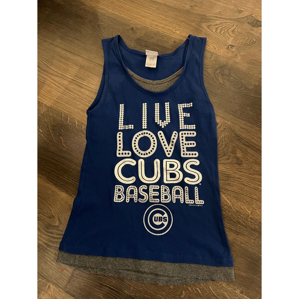 Campus Lifestyle MLB Chicago Cubs Live Love Baseball Layered Tank Top Blue XL